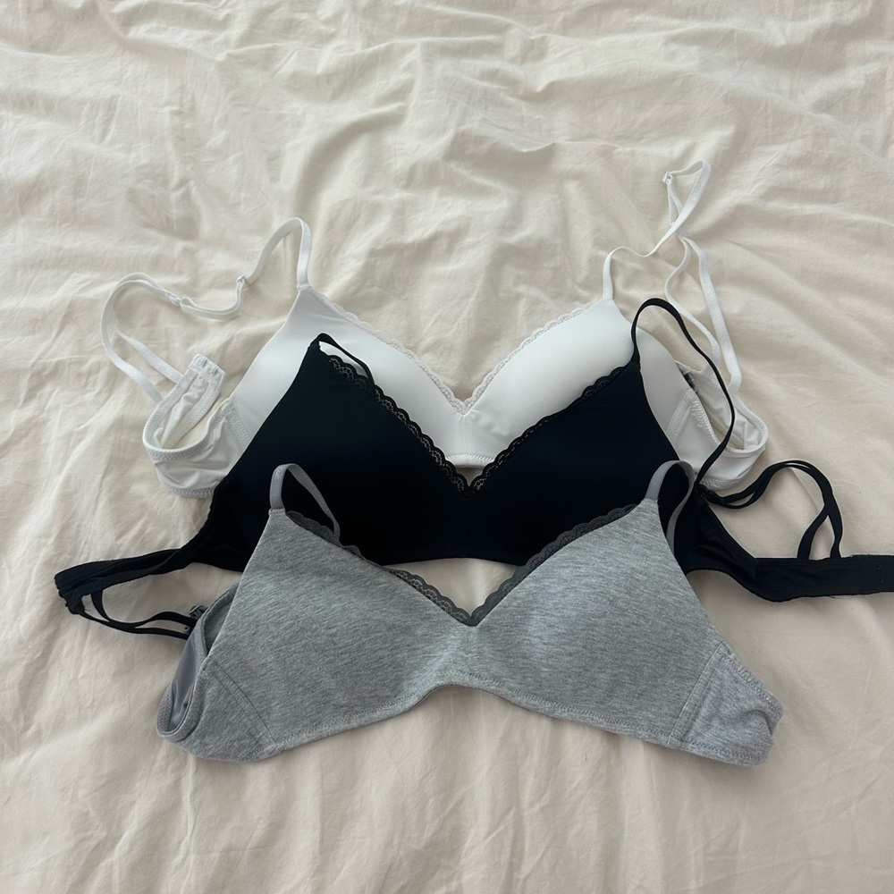 Aerie bra set, Black, White, and Gray Bras